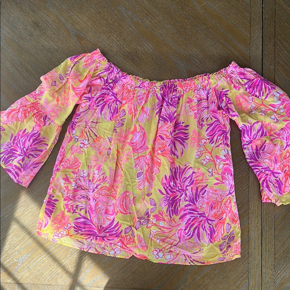 Lilly Pulitzer Pink and Yellow Floral Blouse